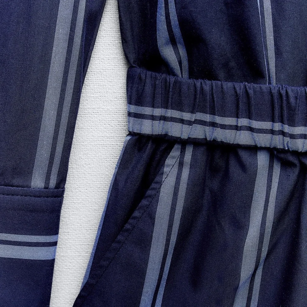 Zara Striped Poplin Jumpsuit Romper 100% Cotton In Blue Size M NWT